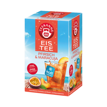 Teekanne Eistee Pfirsich und Maracuja, Teebeutel zum kalt aufgiessen, 1 Beutel fuer ca. 250 ml Wasser, 45g